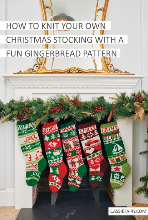 How to knit your own Christmas stocking with a fun gingerbread pattern Christmas Stocking Knitting Patterns Free, How To Knit A Christmas Stocking, Knitting Pattern Christmas Stocking, Free Christmas Stocking Patterns To Knit, Knitting Christmas Stocking, Knit Stockings Christmas Free Pattern, How To Knit A Stocking, Knitted Stockings Christmas Free Pattern, Knit Stocking Pattern Free