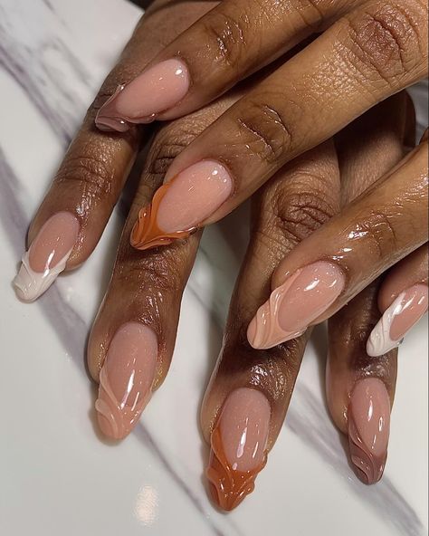 Nails With Different Shapes, Brown Acrylic Nails Design, Nail Inspo Black Women, Fall Nails Black Women, 2024 Nails, Simple Gel Nails, French Acrylic Nails, Dope Nail Designs, Almond Acrylic Nails