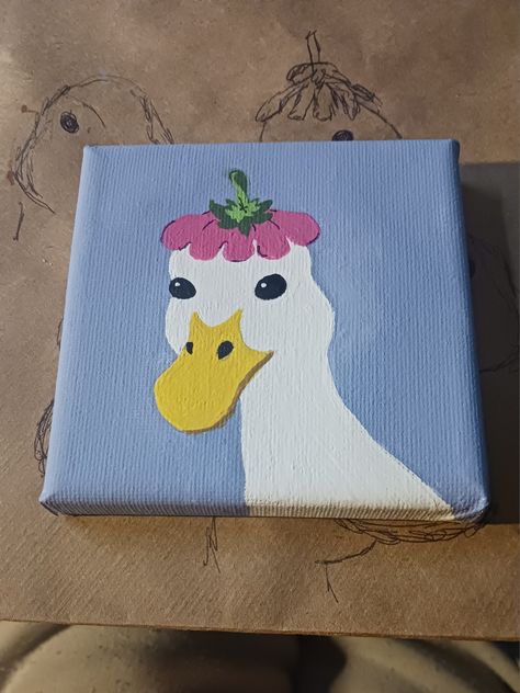 Easy Cute Things To Paint On Canvas, Easy Paintings Animals, Switching Paintings Every 5 Minutes, Small Canvas Art Easy Acrylic Paintings, Cute Animal Paintings Easy, Silly Painting Ideas, Cute Flower Paintings, Painting Easy For Kids, Matching Painting Ideas