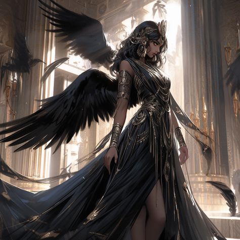 Meet Nephthys — Amr Saleh Aasimar Barbarian, Goddess Of Darkness, Cleansing Spell, Goddess Of Destruction, Black Magic Removal, Angel Warrior, Ya Fantasy, Egyptian Goddess, Fantasy Novel