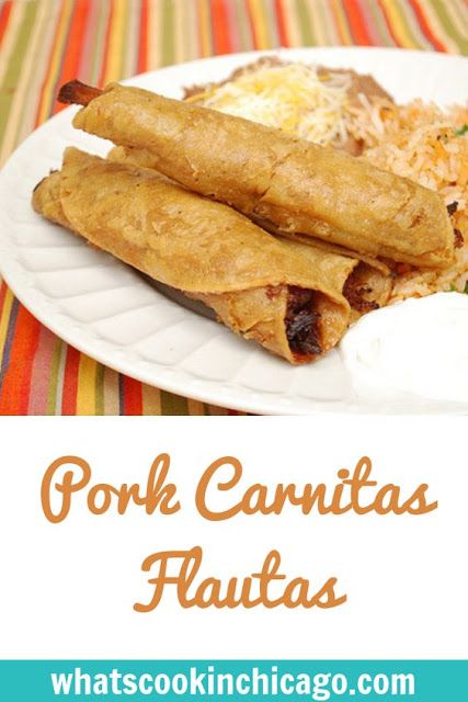 Pork Flautas Recipe, Carnitas Flautas, Carnitas Dinner Ideas, Pork Flautas, Pork Taquitos Recipe, Using Corn Tortillas, Leftover Carnitas, Mexican Pork Recipes, Leftover Pork Roast