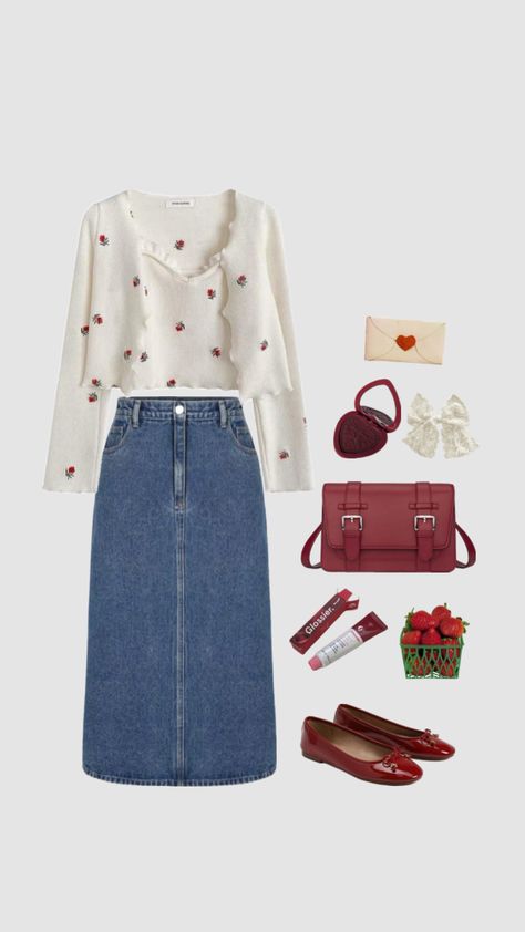 #outfit #outfitinspo #modestoutfits #fashion #style #modestfashion #ootd #strawberry #minimal #styleinspo #inspo #beauty #summer #summeraesthetic #redaesthetic #red #vibes #springaesthetic #spring Shopping Tips, Ootd, Red, Beauty