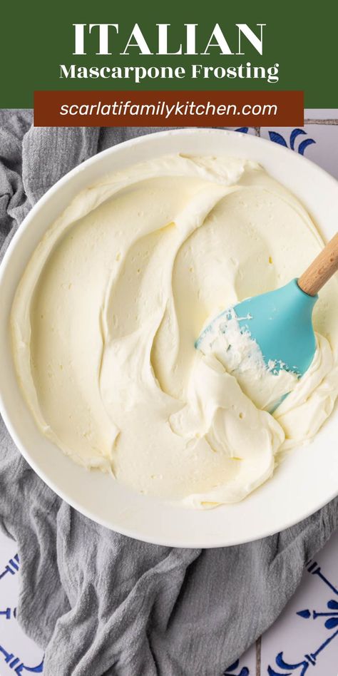 This is the BEST whipped mascarpone frosting recipe. It’s light and fluffy, not overly sweet, and it comes together in under 5 minutes! This easy frosting can be used to frost cakes or cupcakes, fill crepes and cannolis, or as a dip for fresh fruit! Marscapone Filling Recipes, Mascarpone Filling, Marscapone Cream Cheese Frosting Recipe, Whipped Mascarpone Frosting, Mascarpone Cream Cheese Frosting, Marscapone Frosting, Mascarpone Frosting Cake, Marscapone Cannoli Filling, Vanilla Mascarpone Frosting