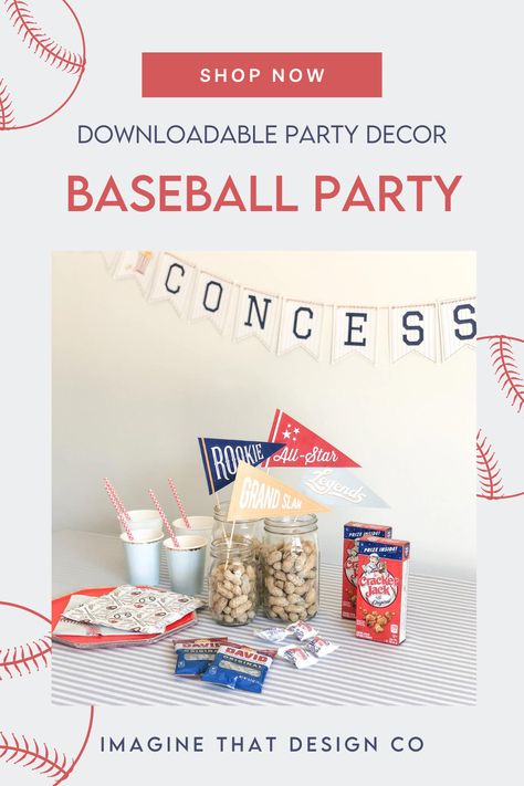 Enhance your Baseball Birthday Party or Baseball Baby Shower with our printable Concession Stand Sign. Create a game day atmosphere with this stylish Concessions Banner. Display delectable treats and drinks on the Concession Stand Menu, making your guests feel like they're at the ballpark. Celebrate the 'Rookie of the Year' in style with this fun and customizable banner! Baseball Party Theme, Concession Stand Sign, Concession Stand Menu, Concessions Banner, Baseball Theme Party, Baseball Birthday Party, Baseball Party, Baseball Birthday, Baseball Baby