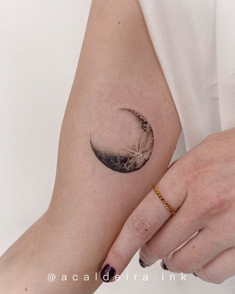 Rib Moon Tattoos For Women, Lunar Phase Tattoo, Small Crescent Moon Tattoo Design, Moon Tattoo Designs For Women Arm, Moon Light Tattoo, Waxing Crescent Tattoo, Aesthetic Moon Tattoo, Crescent Moon Arm Tattoo, Moon Simple Tattoo