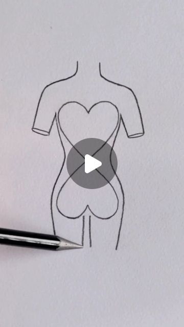 Kelly Edelman on Instagram: "How to draw a body ✏️ change the heart size to create different body types 
•
•
•
#art #artwork #draw #drawing #anime #cartoon #tutorial #fashiondesign #fashion #figuredrawing #hack" How To Draw Woman Body Step By Step, Body Outline Drawing Simple, Body Types Art, Cartoon Tutorial, Body Change, Body Outline, Drawing Female Body, Different Body Types, Form Drawing