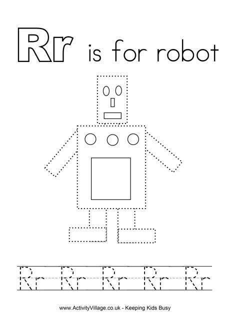 Alphabet tracing robot Preschool Letter R, R Is For Robot, Robot Activities, Robots Preschool, Letter R Activities, R Activities, Robot Coloring, Joy School, Tracing Alphabet