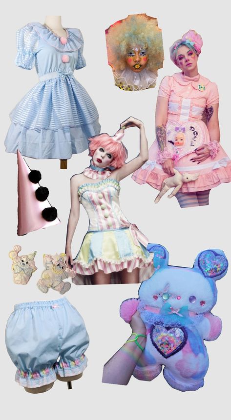 Pastel Clown Pastel Clown Outfit, Pastel Jester, Jester Dnd, Pastel Clowncore, Pastel Clown, Circus Fashion, Funky Makeup, Pierrot Clown, Clown Clothes