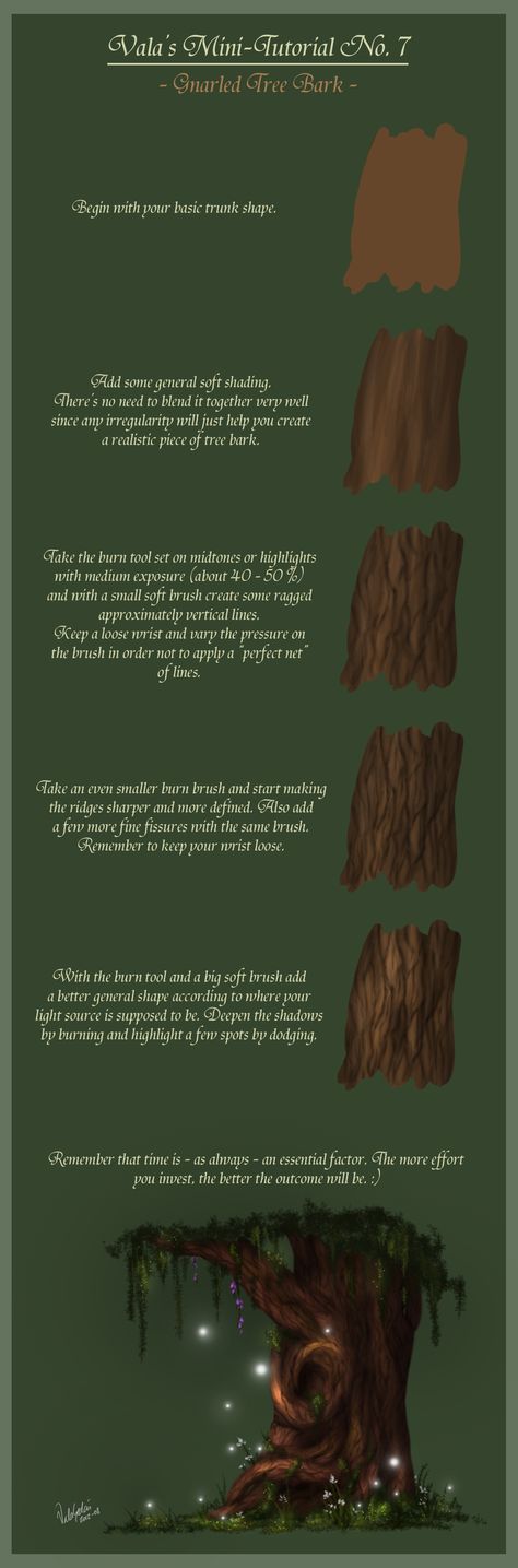 Mini-Tutorial No.7 - Gnarled Tree Bark - by ValaSedai on deviantART Trin For Trin Tegning, Texture Ideas, Drawing Eyes, Hur Man Målar, Digital Painting Tutorials, Tree Drawing, Art Tutorial, Digital Art Tutorial, Painting Tips