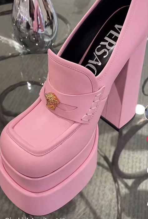 Pink Prada Heels, Barbie Shoes For Women, Expensive Heels, Versace Heels, Dolls Kill Shoes, Oxford Shoes Outfit, Fancy Heels, Pink High Heels, Giuseppe Zanotti Shoes