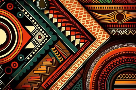 Téléchargez ces Photo premium sur Illustration de fond avec des motifs africains imprimés aux couleurs africaines Generative AI, et découvrez plus de 97M de ressources graphiques professionnelles sur Freepik African Motifs Pattern, African Art Patterns, African Background Design, African Patterns Design, Afro Background, Africa Pattern Design, African Pattern Design Graphics, Black Art Drawings, African Pattern Art