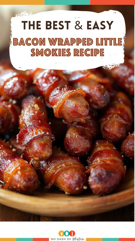 Looking for a crowd-pleasing appetizer? These Bacon Wrapped Little Smokies are the perfect sweet and savory bite! Wrapped in crispy bacon, sprinkled with brown sugar, and baked to perfection, they’re ready in just 30 minutes. Perfect for game days, parties, or any gathering! Pin this recipe and impress your guests with these irresistible little bites. Little Sausages Wrapped In Bacon, Easy Bacon Wrapped Smokies, Bacon Wrapped Wieners Lil Smokies, Little Smokies Wrapped In Bacon Oven, Little Weenies Wrapped In Bacon, Bacon Wrapped Finger Foods, Bacon Wrapped Cocktail Weenies, Bacon Wrapped Brown Sugar Smokies, Little Smokies And Bacon