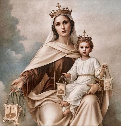 Saint John Paul Ii, Brown Scapular, Pope Saint John Paul Ii, Our Lady Of Mount Carmel, Christian Illustration, Virgin Mary Art, Catholic Pictures, St John Paul Ii, Mount Carmel