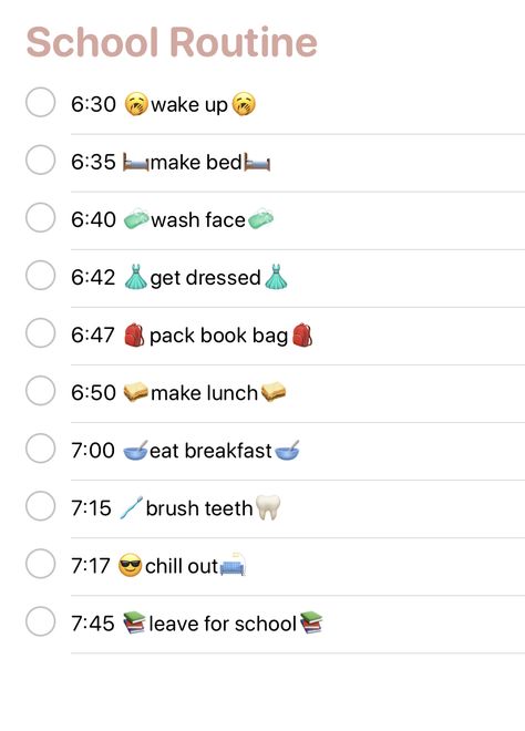 Morning Routine When School Starts At 8, Morning Routine 8 Am, Easy School Morning Routine, Routine Chart Aesthetic, 8 Am Morning Routine, School Routine Highschool, That Girl School Morning Routine, School Day Routine, Morning School Routine