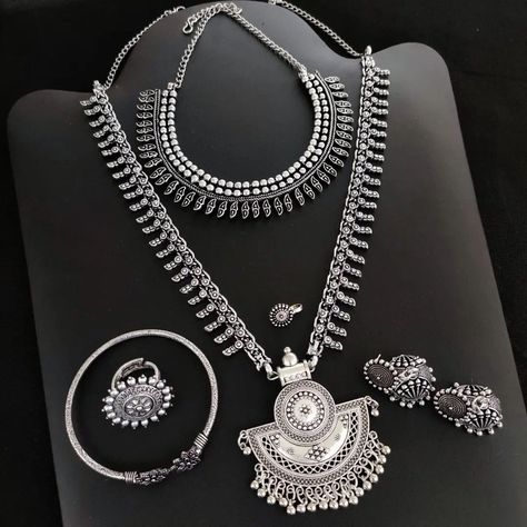 *Premium Quality Oxidised Long Necklace Combo Set. Price ₹.859/- Free Shipping* Oxidised Jewellery Necklaces, Oxidised Jewellery Set, Necklaces Long, Necklace Combo, Jewellery Necklaces, Oxidised Jewellery, Jewellery Set, Long Necklace, Premium Quality