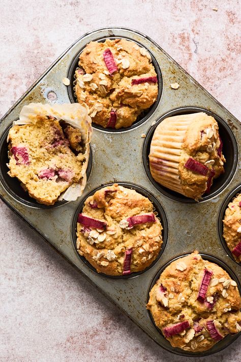 Easy Almond Flour Muffins | Olive & Mango Almond Flour Rhubarb Recipes, Strawberry Almond Flour Muffins, Gluten Free Rhubarb Recipes, Plum Muffins, Strawberry Rhubarb Muffins, Wfpb Vegan, Make Almond Flour, Paleo Breads, Almond Fruit