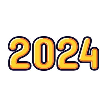 2024 Logo, Banner Png, Logo Yellow, New Year Banner, Flat Logo, 2024 Year, Modern Logo Design, Png Transparent Background, Modern Logo