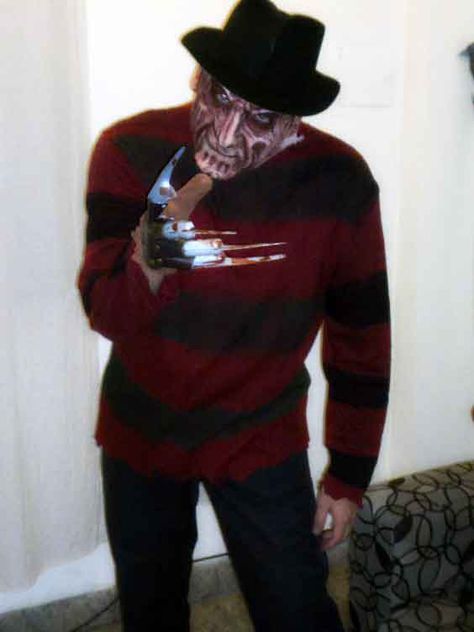 Freddy Krueger Costume, Halloween Photoshoot, Freddy Krueger, Mens Costumes, Men Sweater, Turtle Neck, Couture, Haute Couture