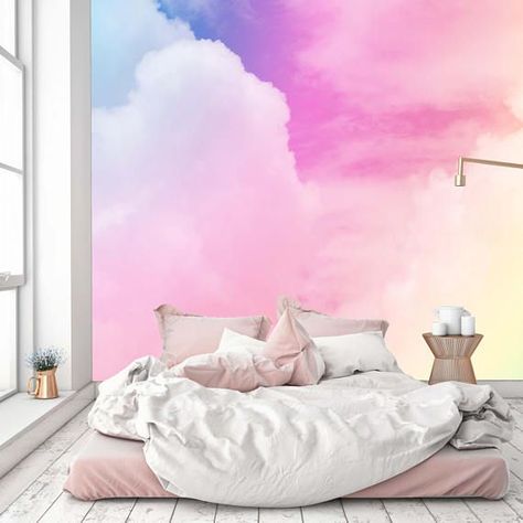 Cloud Bedroom, Cloud Background, Kindergarten Wallpaper, Unicorn Room, Unicorn Bedroom, Smart Tiles, Salon Suites, Nursery Wallpaper, Wallpaper Bedroom