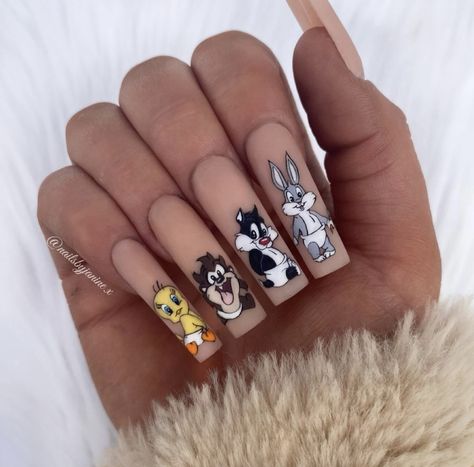 Cartoon Nail Designs, Disney Acrylic Nails, Unghie Sfumate, Nail Drawing, Anime Nails, Nail Art Disney, Matte Nails Design, French Tip Acrylic Nails, Vibrant Nails