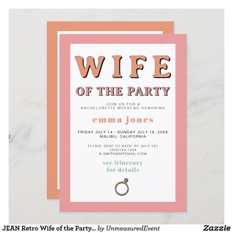 Brunch And Bubbly Invitations, Retro Bridal Showers, Bridal Shower Idea, Cowgirl Disco, Wife Of The Party, Bachelorette Invite, Bachelorette Weekend Itinerary, Disney Bachelorette, Brunch And Bubbly