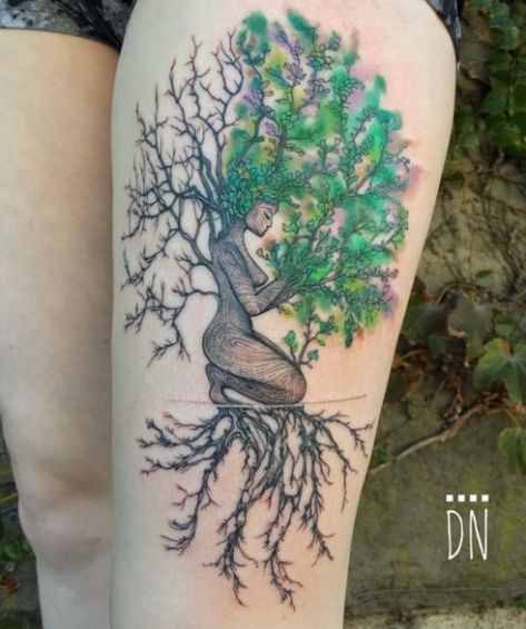 Deviant Art Tattoo Design, Goddess Tree Tattoo, Kunst Tattoos, Tree Tattoo Designs, Inspiration Tattoos, Tree Of Life Tattoo, Tattoo Life, Nature Tattoos, Disney Tattoos