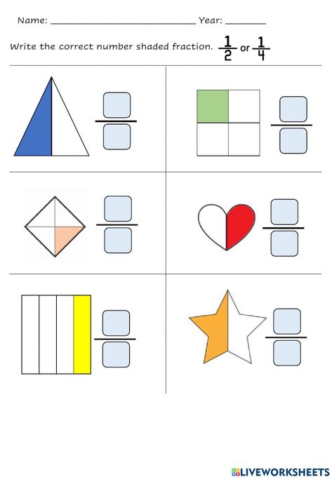 Fraction Kindergarten Worksheets, Fraction Math Worksheets, Fraction Grade 1 Worksheet, Fractions Worksheets For Kindergarten, Halves And Quarters Worksheet, Half And Quarter Worksheet, Half Worksheet, Grade 3 Fractions, Fraction Bingo