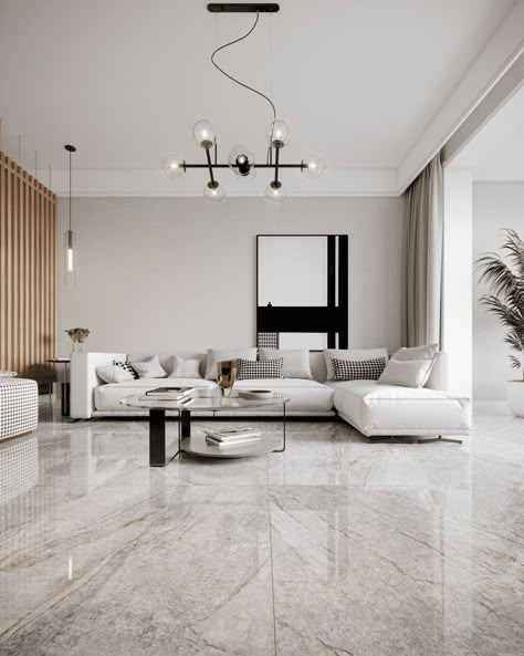 House Tiles Flooring Ideas White, White Tiles Living Room Floor Interiors, House With Marble Floors, White Tile Living Room Floor, Bedroom With Marble Floor, Granite Tiles For Living Room Floor, House Tiles Flooring Ideas Living Room, White Marble Floor Living Room, White Floor Tiles Living Room