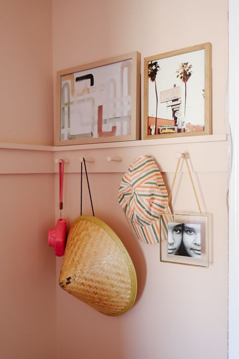 Benjamin Moore Raleigh Peach Melon Ice Benjamin Moore, Peach Feature Wall, Peachy Living Room, Raleigh Peach Benjamin Moore, Peach Parfait Benjamin Moore, Peachy Paint Colors, Benjamin Moore Meadow Pink, Meadow Pink Benjamin Moore, Peach Color Walls