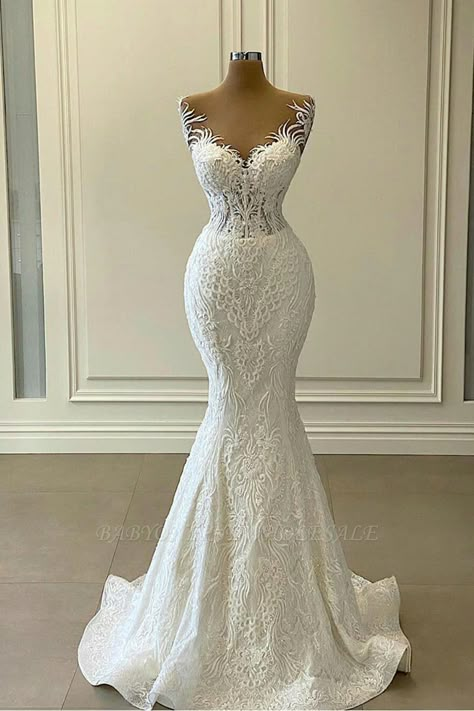 Vous recherchez dans le style Satin,Dentelle, et un travail magnifique applique ? Babyonlinewholesale a tout couvert sur cet élégant Superbe robe de mariée sirène chérie sans manches robe de mariée blanche avec train détachable. Wedding Dresses White, Plus Size Bridal Dresses, White Bridal Dresses, Bridal Gowns Mermaid, Mermaid Wedding Dresses, Backless Wedding, Dream Wedding Ideas Dresses, Lace Bridal Gown, Lace Mermaid