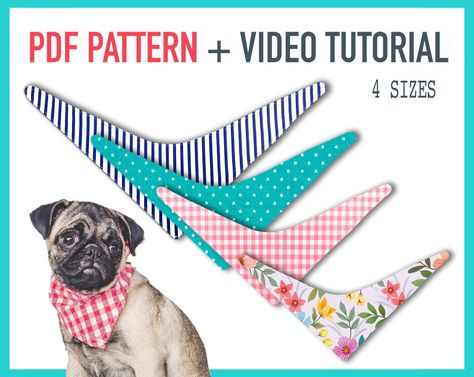 Dog Bandana Pattern Printable, Dog Bandana Pattern, Bandana Pattern, Summer Scarf, Cat Bandana, Dog Scarfs, Summer Dog, Large Dog Breeds, Pattern Tutorial