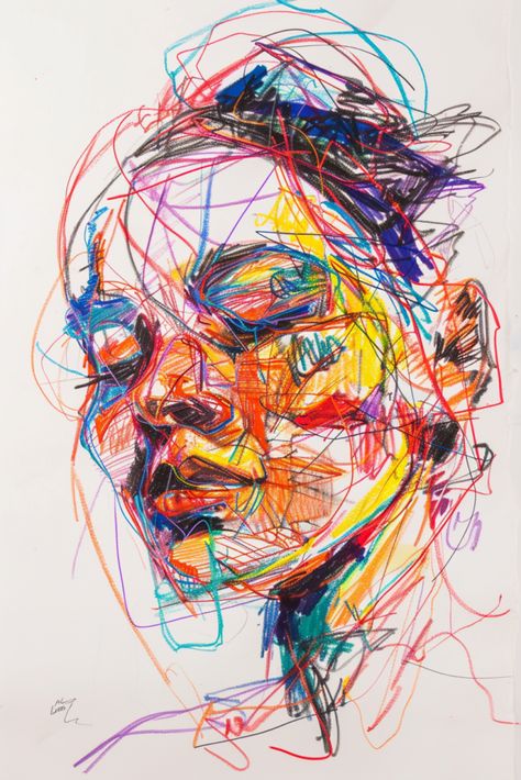 Abstract Portrait Drawing Pencil, Colorful Person Drawing, Different Styles Of Drawing People, Colour Pencils Drawing Ideas, Cool Self Portrait Ideas Drawing, Creative Portrait Drawing, Abstract Art Colored Pencil, Colour Theory Gcse Art, Marker Drawing Ideas Creative