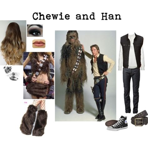 "Couples Costume: Chewbacca and Han Solo" by ashleezy3189 on Polyvore Han Solo Costume Women, Chewbacca Costume Women, Diy Chewbacca Costume, Halloween Costumes Women Solo, Chewbacca Disneybound, Han Solo And Chewbacca Costume, Star Wars Couple Costume, Chewbacca Costume, Han Solo Costume