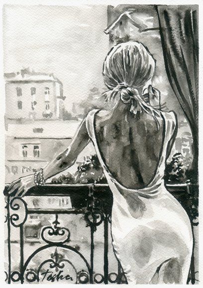 View: "White dress" | Artfinder Woman In A Dress Drawing, Skisser Ideas, Girl Back Drawing, Woman Back Drawing, Female Art Painting, Art Tools Drawing, Dark Art Drawings, Art Drawings Sketches Creative, Pencil Art Drawings