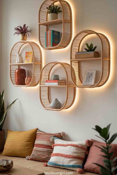 15  Amazing Boho Wall Decor Ideas For Small Spaces Boho Wall Decor With Plants, Boho Shelf Decor Ideas, Bohemian Wall Decor Ideas, Full Wall Decor, Boho Maximalist Decor, Boho Wall Decor Ideas, Boho Shelf Decor, Boho Shelf, Apartment Vibes