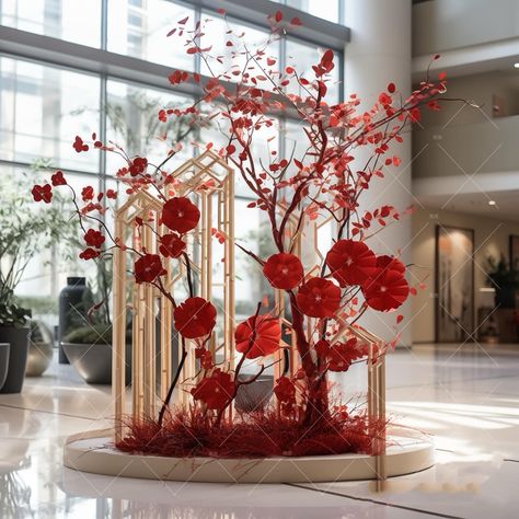 Chinese New Year Decorations Ideas Diy, Chinese New Year Decorations Ideas, Imlek Decoration, Decor Tet, Lunar New Year Decoration, Asian Party Themes, Cny 2024, Chinese Celebrations, Middle Eastern Decor