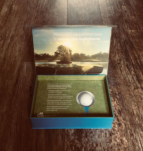 Golf Invitation Design, Golf Package Design, Golf Activation, Golf Packaging, Golf Invite, Golf Marketing, Work Event Ideas, Cinema Idea, Golf Theme Party