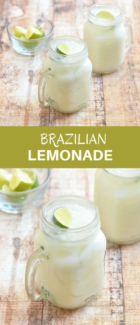 Brazilian Lemonade made with fresh limes and condensed milk is the perfect blend of sweet, tangy, and creamy. It's a delicious way to refresh and cool down this summer! Brazilian Lemonade, Desserts Summer, Vegetable Drinks, Lemonade Recipes, Brazilian Food, Limes, Non Alcoholic Drinks, Condensed Milk, Refreshing Drinks