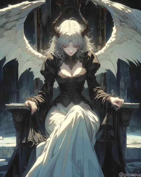 𝖂𝖎𝖓𝖌𝖊𝖉 𝕼𝖚𝖊𝖊𝖓 AI Generated | Gerado por IA | Midjourney #ai #midjourney #animestyle #angel #demon #anjo #demon #darkfantasy Anime Winged Woman, Demon Queen Anime, Anime Angel Female, Angel Girl Art, Angelic Anime, Demon With Wings, Bad Angel, Demon Angel, Demon Queen