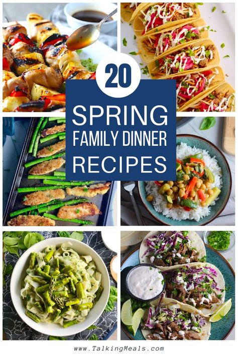 Here are 20 Spring Dinners for busy Families that are easy to make, use healthy ingredients, are great for eating outdoors or on-the-go, and use seasonal produce. #springrecipes #easydinners #familydinners Spring Meals Dinners, Spring Meal Ideas, Spring Dinner Ideas, Spring Cooking, Spring Dinners, Spring Dinner Recipes, Easy Spring Recipes, Healthy Spring Recipes, Springtime Recipes