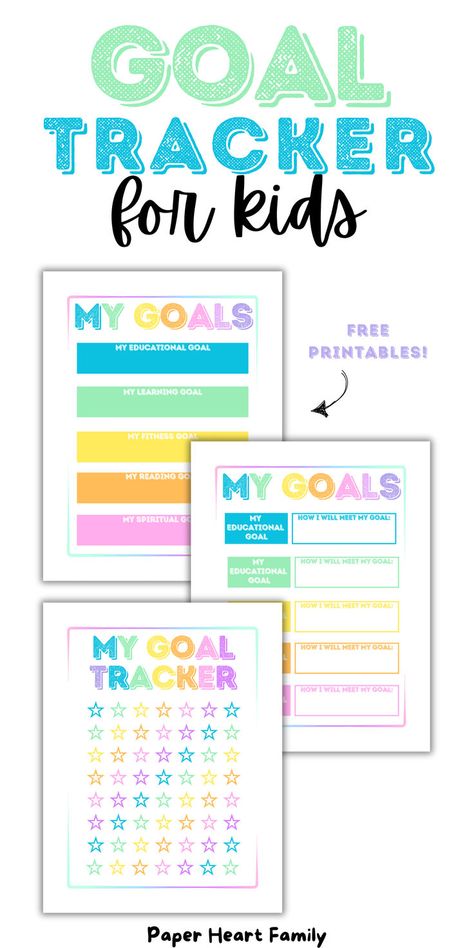 This goal tracker printable for kids is perfect for keeping kids accountable! Your kids or students can make educational goals, learning goals, reading goals, fitness goals and spiritual goals! And if you don't want your kids setting all of those goals, it's editable. You can remove what you want. Goal Sheets For Students, Goal Setting For Kids, Printable Goal Tracker, Free Goal Printables, Goal Chart, Goal Ideas, Goal Charts, Learning Reading, Kids Goals