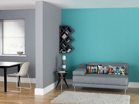 peinture murale salon et salle à manger: bleu turquoise et gris perle Wall Color Combination, Turquoise Walls, Room Wall Colors, Tropical Ocean, Room Wall Painting, Bedroom Wall Colors, Wall Paint Colors, Paint Colors For Living Room, Bleu Turquoise