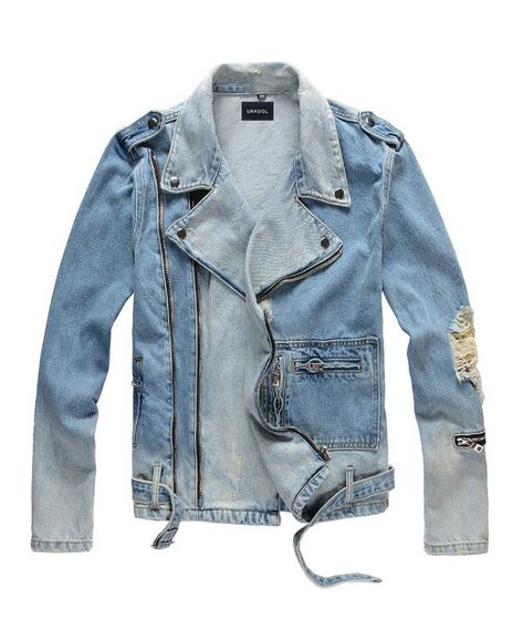 Denim Biker Jacket, Streetwear Fashion Men, Designer Outerwear, Hip Hop Jacket, Biker Denim, Biker Jacket Men, Famous Outfits, Classic Denim Jacket, Jackets Men Fashion