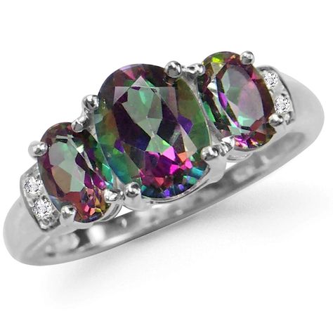 2.62ct. 3-Stone Mystic Fire Topaz 925 Sterling Silver Ring -- Visit the image link more details. (This is an affiliate link) #statementrings Wedding Jewelry Simple, Mystic Fire Topaz, Promise Rings For Her, Bridesmaid Necklace, Wedding Jewelry Earrings, Bling Rings, Size 10 Rings, Stone Jewelry, Oval Shape