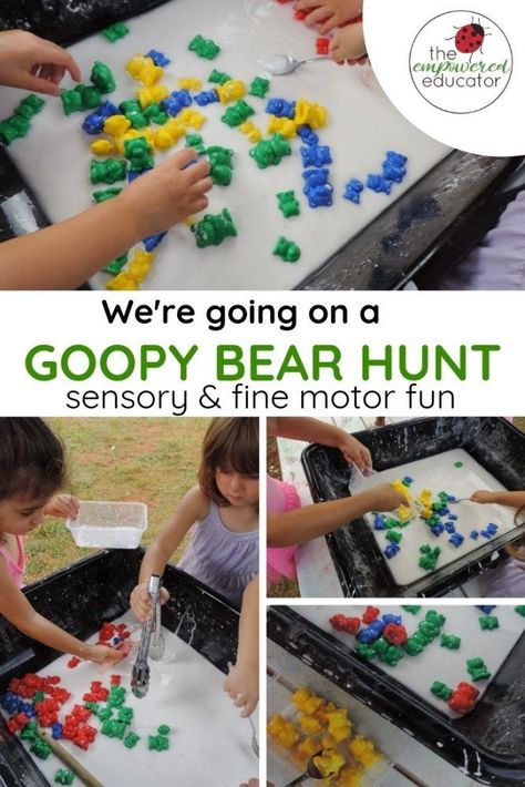 Sensory Play For Toddlers, Sensory Play Toddlers, Going On A Bear Hunt, Bear Hunt, Fine Motor Activities For Kids, Family Day Care, Teacher Support, Sensory Activity, Invitation To Play