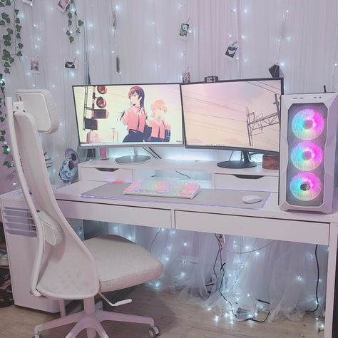 Pink Gaming Setup, Kawaii Nintendo Switch, Pink Switch, Kawaii Nintendo, Nintendo Switch Controller, Gaming Bedroom, Gaming Desk Setup, Gamer Girls, Gamer Setup