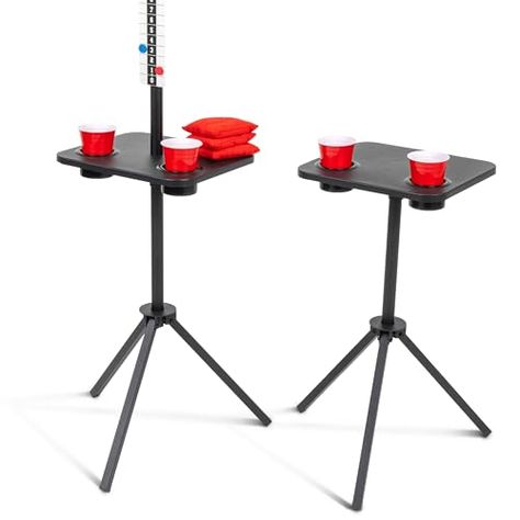 GoSports ScoreCaddy Set of 2 Metal, All Weather Cornhole Scoreboard Tables with Drink Holders - Outdoor Score Keeper Accessory for Yard Games Ladder Toss, Cornhole Scoreboard, Washer Toss, Tailgate Games, Outside Games, Outdoor Game, Game Black, Corn Hole Game, The End Game