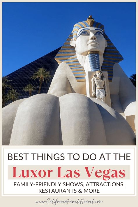 Looking for family-friendly friendly activities for your Vegas vacation? There are a bunch of cool things to do at Luxor Las Vegas. From the Titanic Museum to some great dining locations, see why this unique, ancient Egyptian-themed resort is not to be missed. Las Vegas Luxor Hotel, Luxor Vegas, Luxor Hotel Las Vegas, Las Vegas Activities, Luxor Las Vegas, Vegas Activities, Las Vegas Pool, Vegas Pools, Titanic Museum