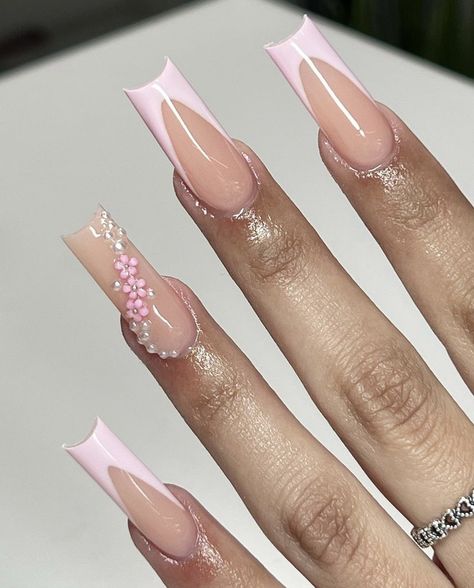 Party Acrylic Nails, Uñas Summer, French Manicure Acrylic Nails, Acrylic Nails Nude, Tapered Square Nails, Fantasy Nails, Basic Nails, Casual Nails, French Acrylic Nails