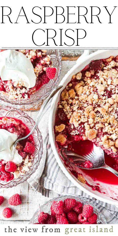 Rasberry Deserts Fresh, Raspberry Crisp, Apple Crisps, Island Recipes, Best Summer Desserts, Raspberry Crumble, Fruity Recipes, Fruit Ideas, Fruit Pies